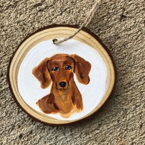Dachsund hand painted ornament Christmas dog art Doxie